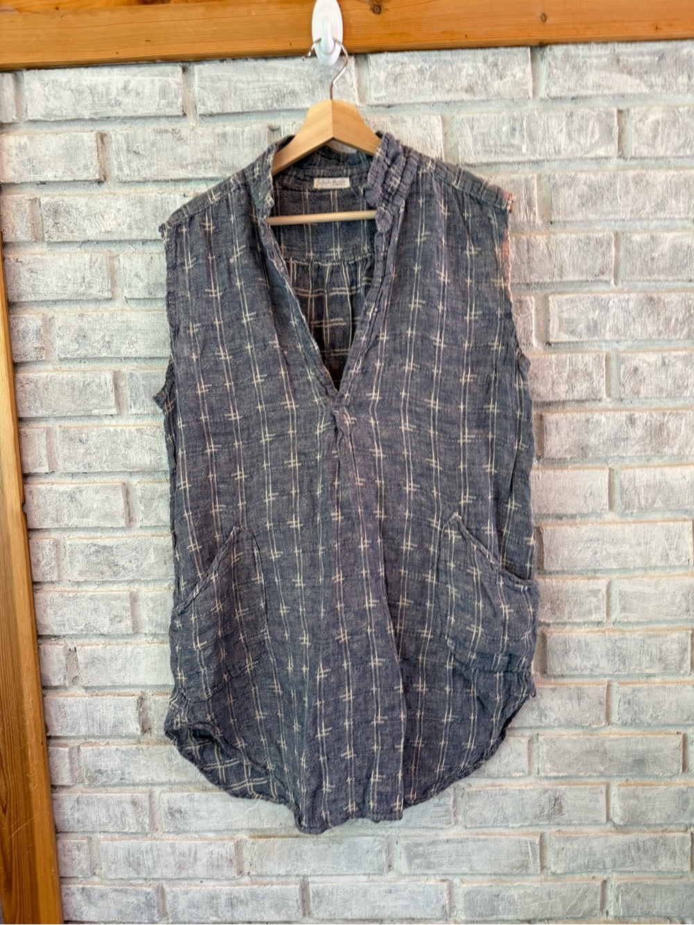 Free People Sleeveless Washed Indigo 100%  Linen dress